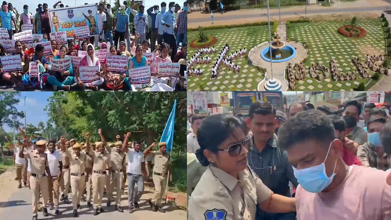 Constables Families Protest: కొనసాగుతున్న కానిస్టేబుల్స్ భార్యల నిరసన.. రాష్ట్ర వ్యాప్తంగా పలు చోట్ల ఆందోళన