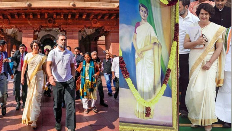 Priyanka Gandhi: కసువ చీరలో మెరిసిన ప్రియాంక.. ఇందిరను జ్ఞాపకం చేసుకున్న కేరళీయులు