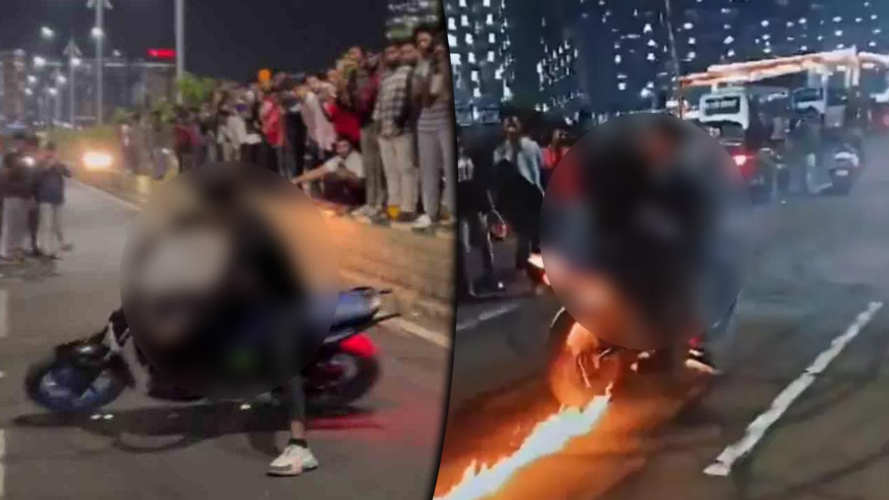 Bike Racing: అర్ధరాత్రి రెచ్చిపోతున్న యువకులు.. రాయదుర్గం టీహబ్ వద్ద బైక్ రేస్..