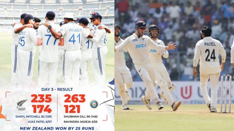 IND vs NZ: విజయం ముందర బొక్కబోర్లా పడిన టీమిండియా.. క్లీన్ స్వీప్ చేసిన కివీస్