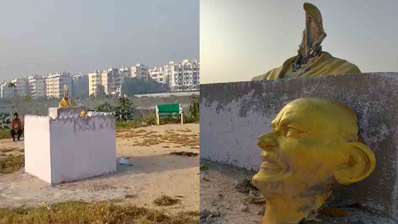 Hyderabad: నిజాంపేటలో గాంధీ విగ్రహాన్ని ధ్వంసం చేసిన దుండగులు
