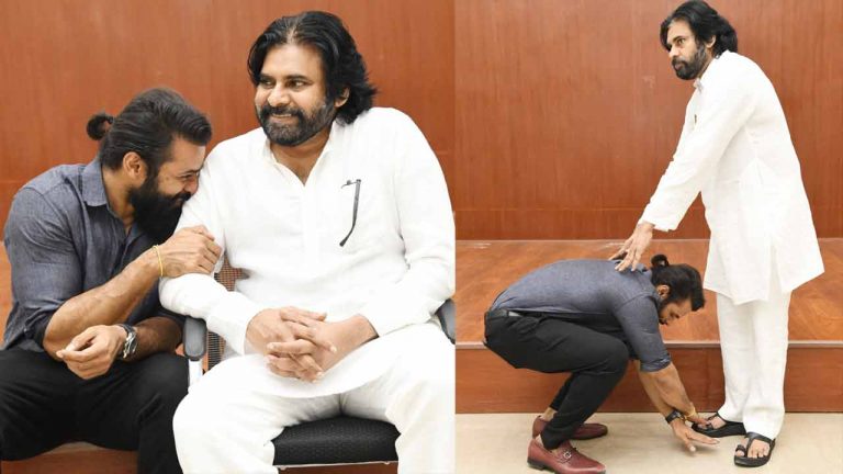 Sai Dharam Tej: పవన్ కళ్యాణ్ కాళ్లపై పడ్డ ధరమ్ తేజ్