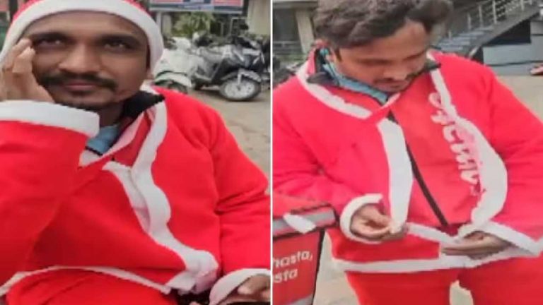 Zomato: “శాంతాక్లాజ్ డ్రెస్సింగ్‌తో ఫుడ్ డెలివరీ”.. హిందూ పండగల రోజు కాషాయం ధరిస్తారా..?