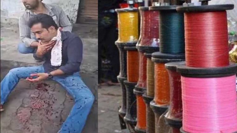 Kite Manja : వాహనదారుడి మెడకు చుట్టుకున్న చైనా మాంజా.. తీవ్ర రక్తస్రావం