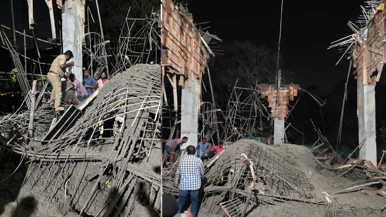 HCU : హైదరాబాద్ సెంట్రల్ యూనివర్సిటీలో ఘోర ప్రమాదం.. కుప్పకూలిన నిర్మాణంలో ఉన్న భవనం