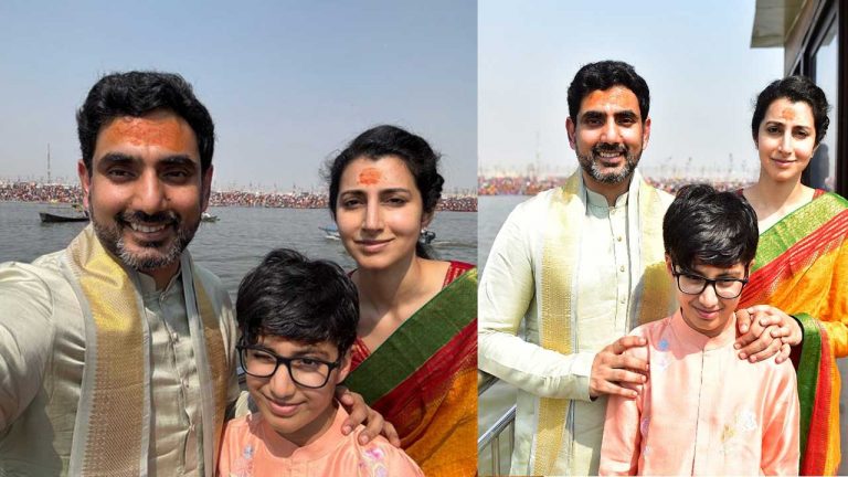 Nara Lokesh: కుంభమేళాలో మంత్రి లోకేష్ దంపతుల పుణ్యస్నానాలు.. కుమారుడితో సెల్ఫీ వైరల్‌..!