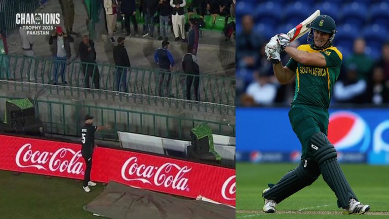 Champions Trophy : మిల్లర్ భారీ సిక్స్.. బంతితో స్టేడియం నుంచి ఇద్దరు వ్యక్తులు జంప్!