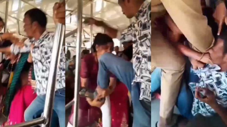 Fight at Bus: ఆర్టీసీ బస్సులో తాగుబోతు వీరంగం.. పొట్టు పొట్టు కొట్టిన యువతులు