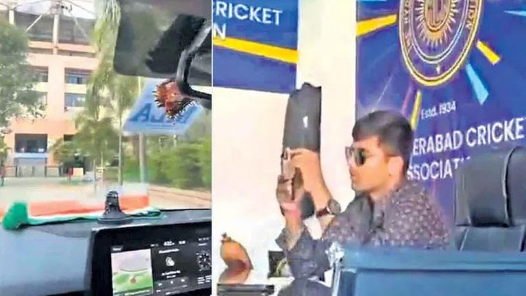 HCA: తండ్రి అధికారాన్ని అడ్డంపెట్టుకుని.. ఉప్పల్ స్టేడియంలో కొడుకు హంగామా