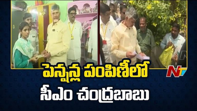 Chandrababu: నెల్లూరుపాలెంలో పింఛన్లు పంపిణీ చేసిన చంద్రబాబు
