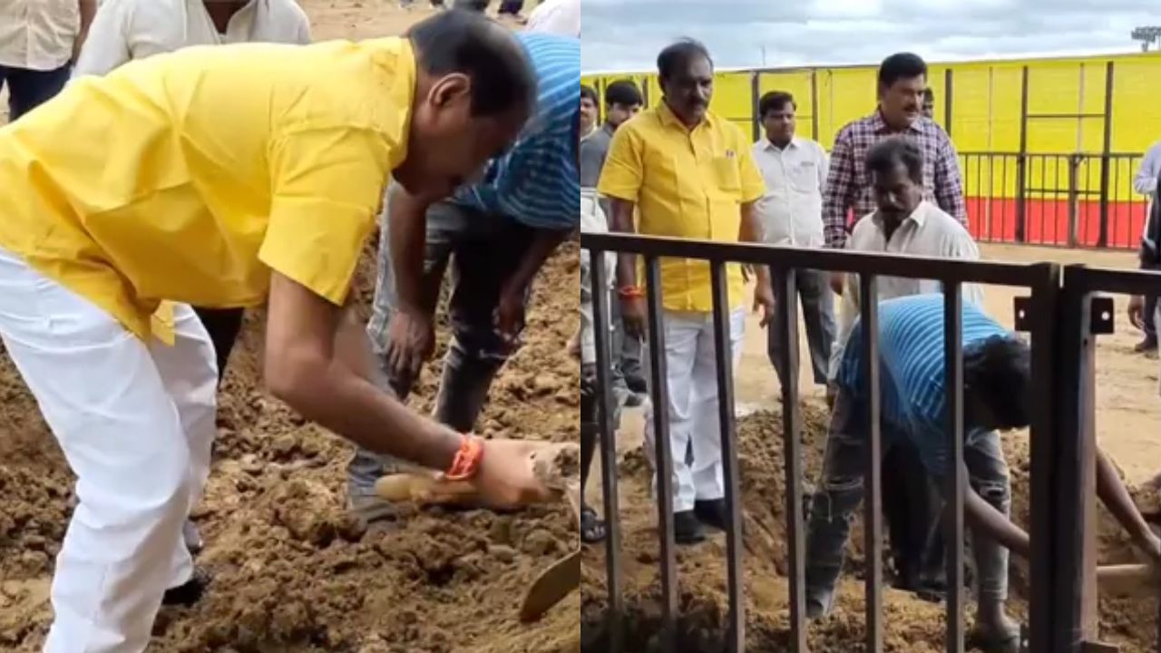 Nimmala Rama Naidu: మహానాడు పనుల్లో బిజీగా మంత్రి నిమ్మల.. పార చేతపట్టి మరీ..!