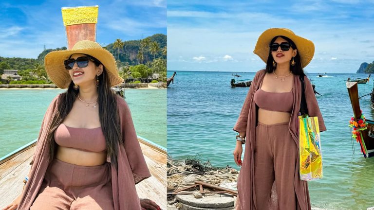 Sravanti : బీచ్ ఒడ్డున ఘాటు సొగసులు చూపిస్తున్న స్రవంతి