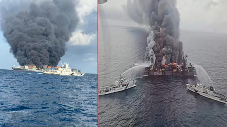 Cargo Ship: కార్గో షిప్‌లో కొనసాగుతున్న పేలుళ్లు.. భారీగా మంటలు