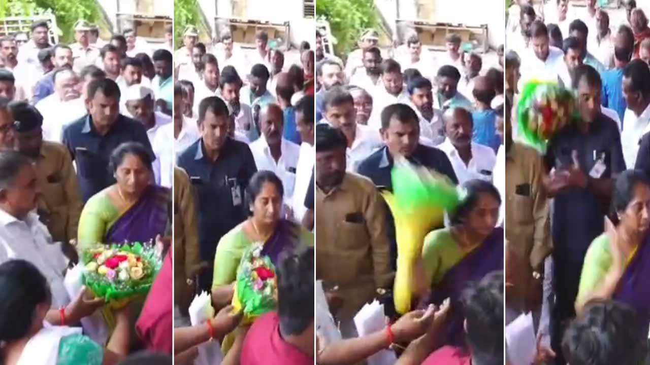 Minister Savita: మంత్రి గారికి కోపం వచ్చింది.. బొకే విసిరికొట్టింది..!