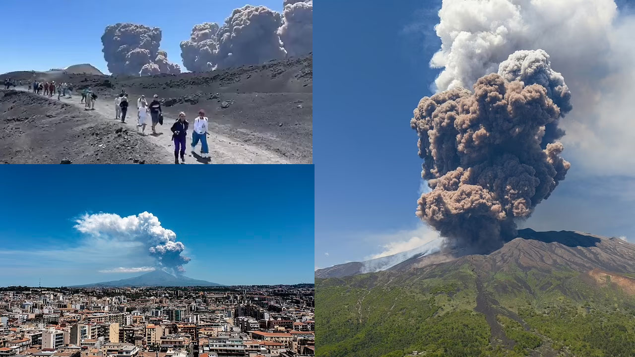 Mount Etna: భారీగా పేలిన అగ్నిపర్వతం.. పరుగులు పెట్టిన పర్యాటకులు..!