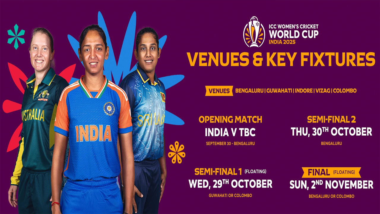 Women’s World Cup 2025: మహిళల వరల్డ్ కప్ షెడ్యూల్, వేదికలు ఖరారు.. నవంబర్ 2న ఫైనల్..!