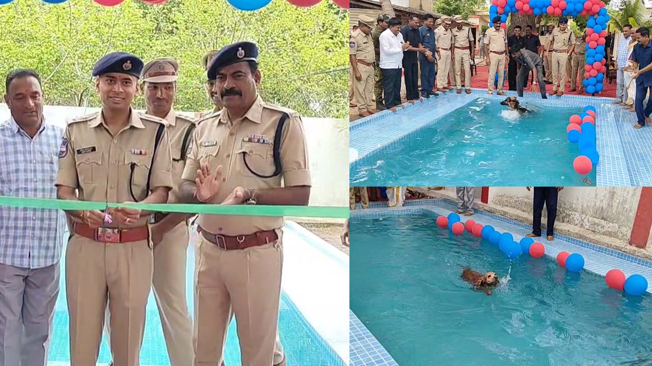 Adilabad: జాగిలాల కోసం ఈత కొలను.. ప్రారంభించిన ఎస్పీ అఖిల్ మహాజన్