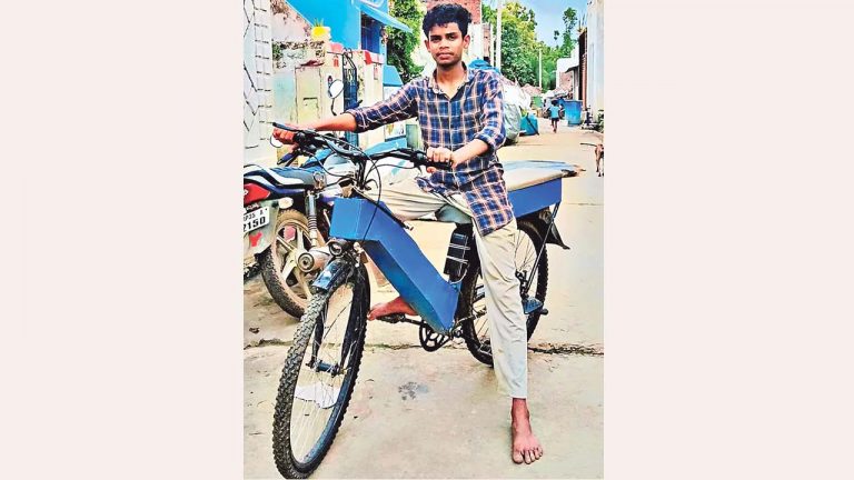 e-Cycle: ఏం ట్యాలెంట్ గురు.. ‘ఈ-సైకిల్‌’ తయారు చేసిన ఇంటర్ స్టూడెంట్.. సింగిల్ ఛార్జ్ తో 80KM రేంజ్