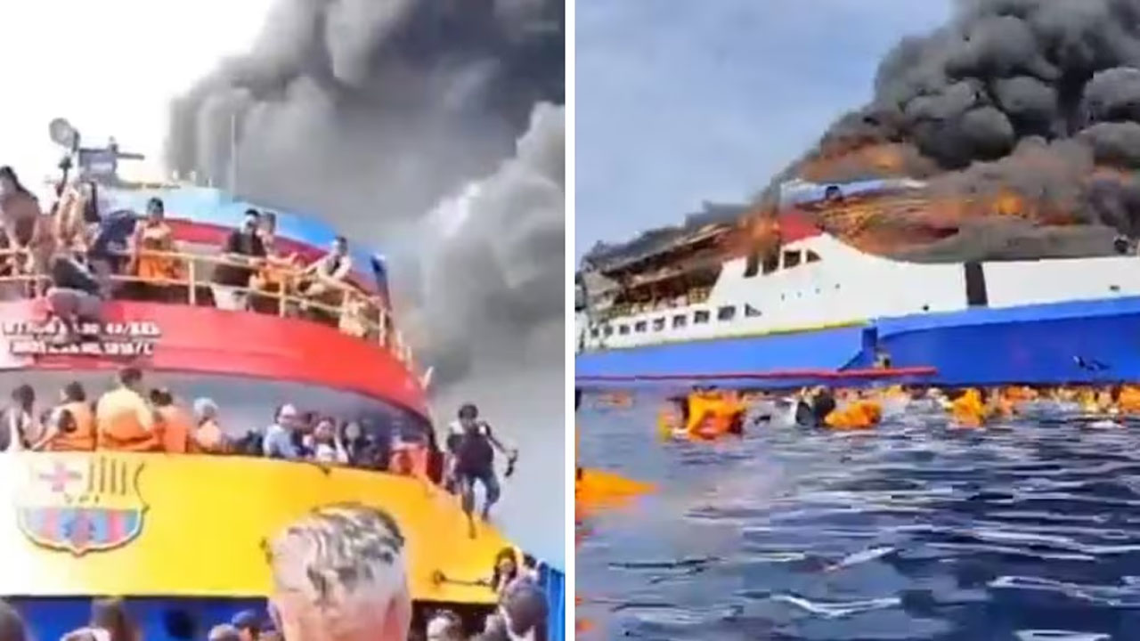 Fire in Ferry: నడి సముద్రంలో షిప్‌లో భారీగా మంటలు.. 280కి పైగా ప్రయాణికులు.. చివరికీ..