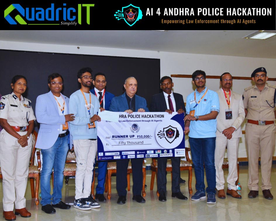 Police Hackathon :  ఏఐ ఫర్ ఆంధ్రా పోలీస్ హ్యాకథాన్-2025లో రెండో స్థానంలో నిల్చిన క్వాడ్రిక్ ఐటీ