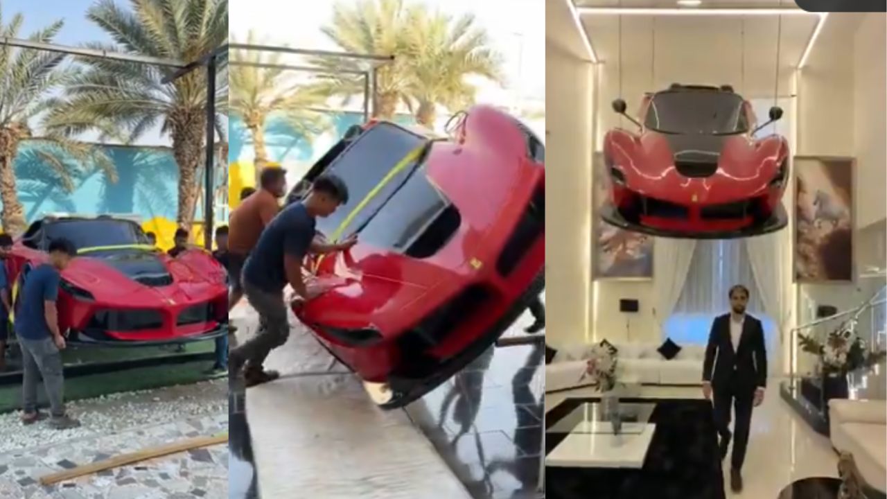 Viral Video: స్టేటస్ లేక పిచ్చా..? చాండిలియర్‌గా ఫెరారీ కార్ ఏంటి భయ్యా..!