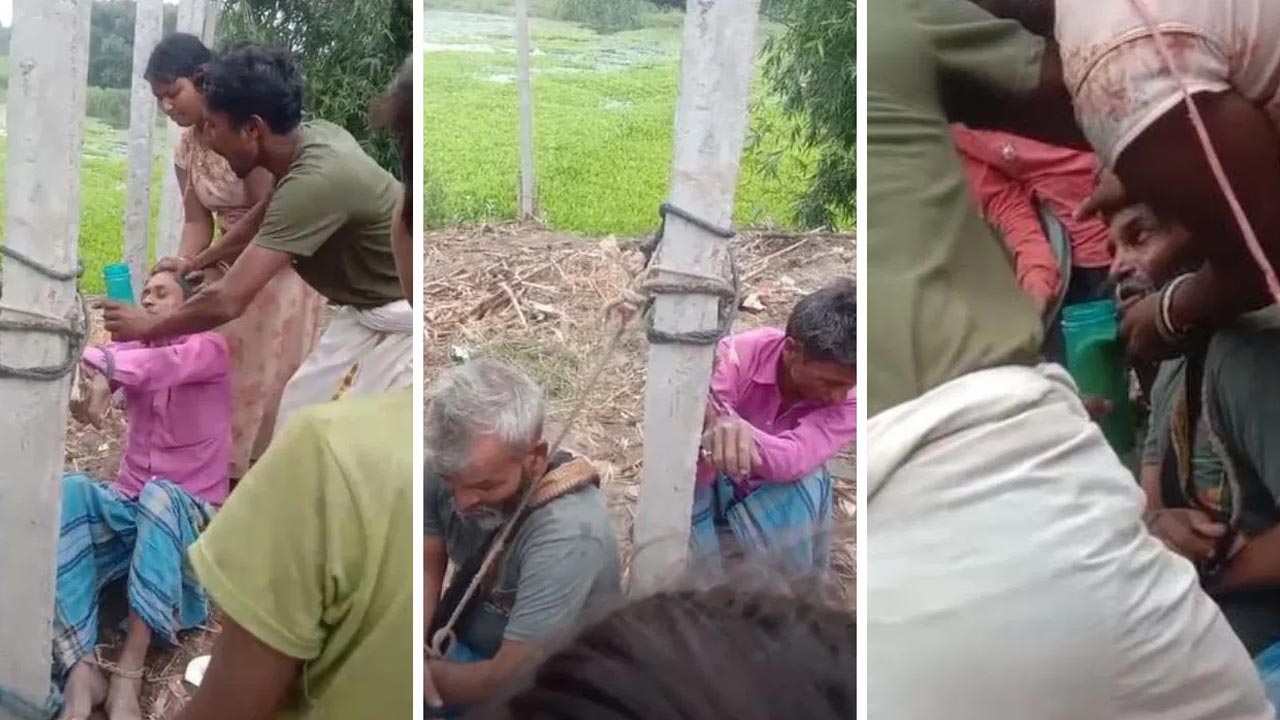shocking incident from Bihar: బీహార్‌లో దారుణం.. స్తంభానికి కట్టేసి ఛీ..