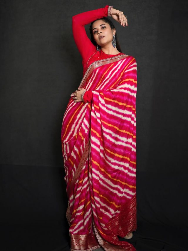 శారీలో అందంగా మెరిసిపోతున్న  అనసూయ పిక్స్ వైరల్..