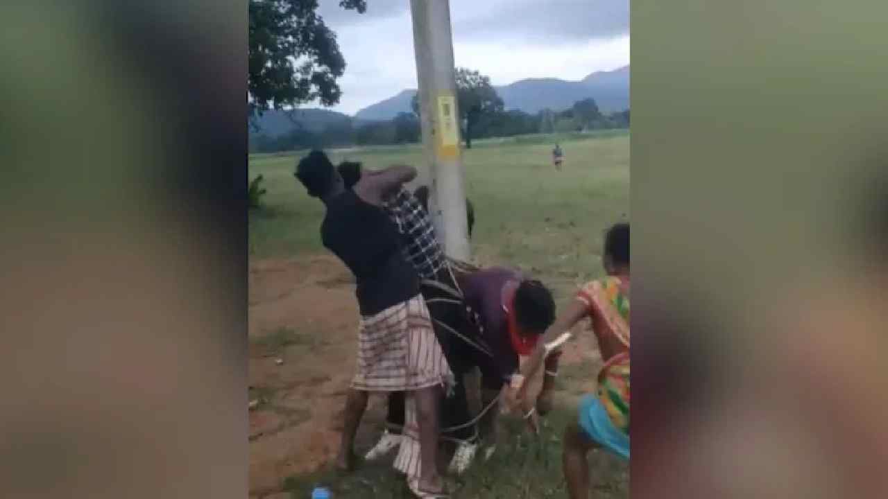 Affair: అక్రమ సంబంధ అనుమానం.. మహిళ, ఇద్దరు వ్యక్తుల్ని స్తంభానికి కట్టేసి దాడి..