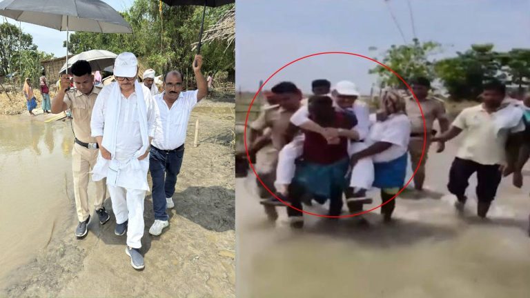 Bihar: ఓ కాంగ్రెస్ ఎంపీ ఓవరాక్షన్.. గ్రామస్తుడి భుజంపైకి ఎక్కి వరదలు పరిశీలన.. వీడియో వైరల్