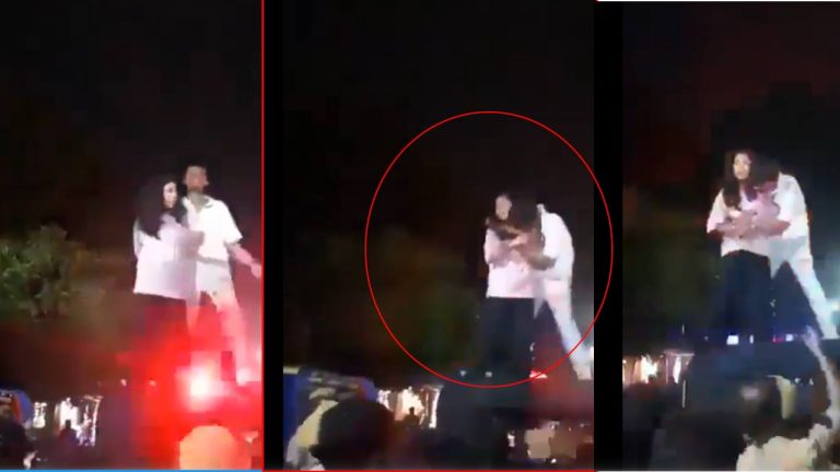 Lovers Drama: పోలీస్ వాహనంపై ప్రేమ జంట రచ్చరచ్చ.. వీడియో వైరల్