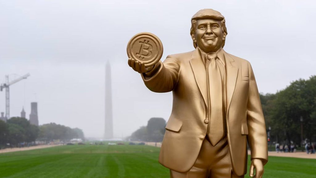 Trump Bitcoin Statue