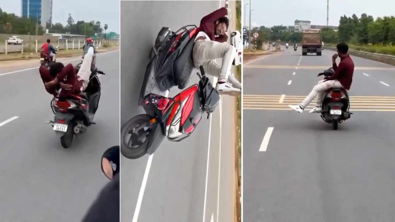 Dangerous Stunts on Road: ఇవే తగ్గించుకుంటే మంచిది.. స్కూటీపై స్టంట్స్ చేస్తూ యువకుడి రచ్చ రచ్చ