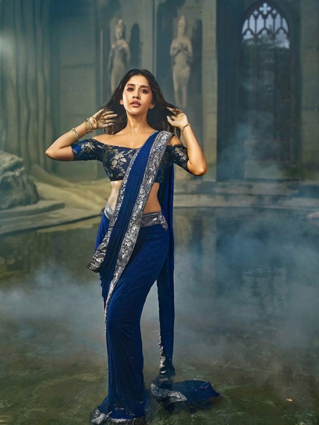 తడి నీలి చీరలో నభా నటేష్ గ్లామర్ మాయాజాలం