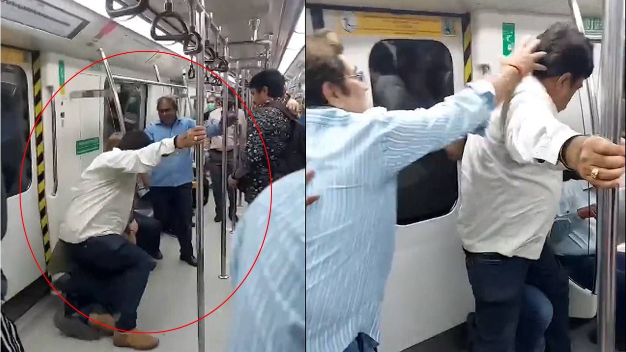 Delhi Metro: ఢిల్లీ మెట్రోలో డబ్ల్యూడబ్ల్యూఈ ఫైటింగ్.. వీడియో వైరల్