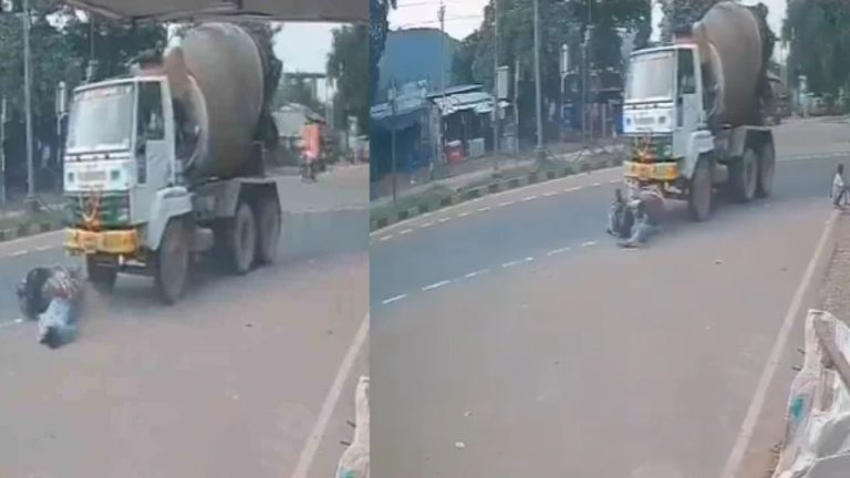 Viral Video: భూమ్మీద నూకలు ఉన్నాయంటే ఇదే.. లారీ కింద పడ్డా ఏమీ కాలేదు,  స్కూటీ మాత్రం..!