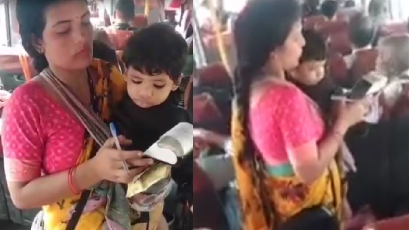 Woman Conductor: హ్యట్సాఫ్ మేడం.. చంటి బిడ్డతో ఎత్తుకుని.. డ్యూటీ చేస్తున్న మహిళా కండకర్ట్