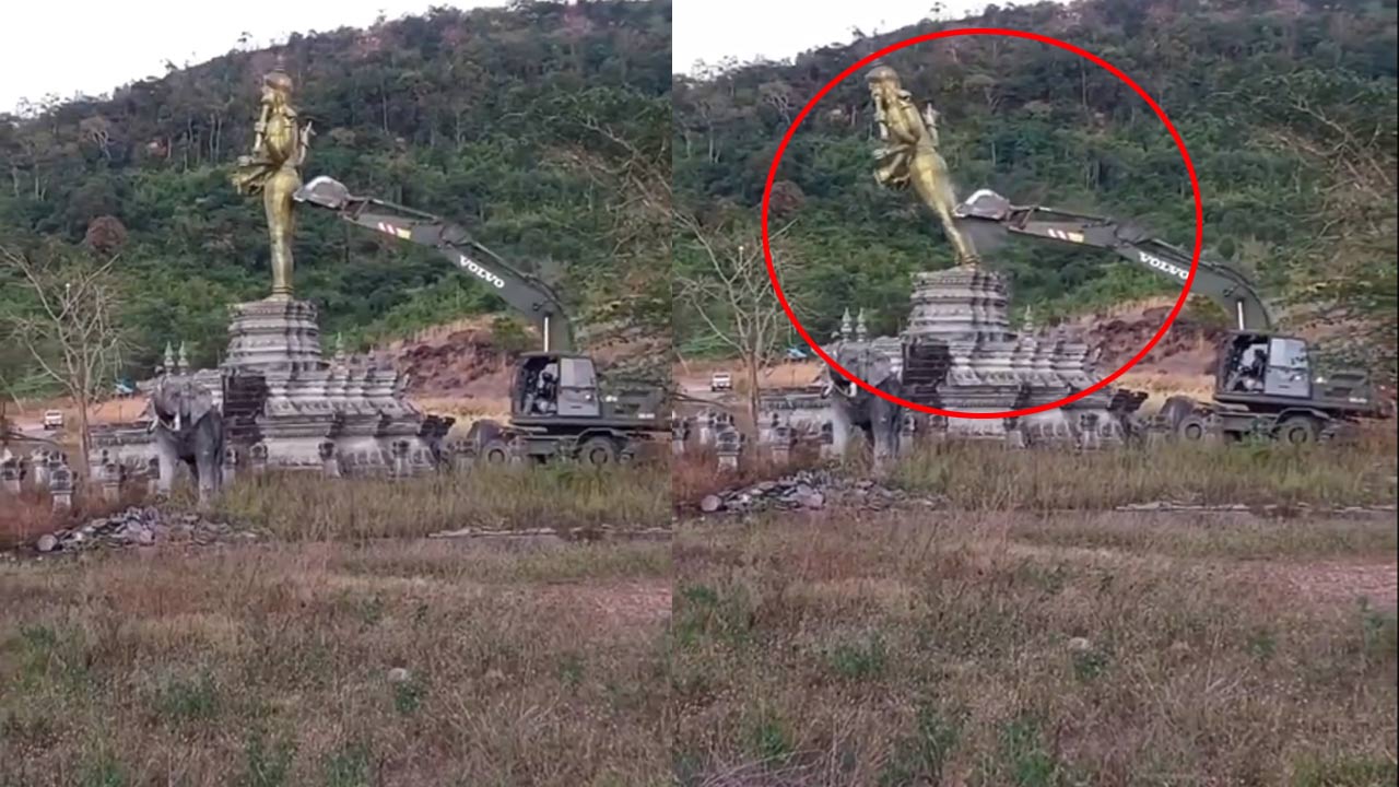 vishnu statue demolished in cambodia
