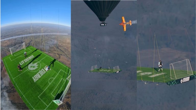 Football In Air: 5,900 అడుగుల ఎత్తులో గాల్లో తేలుతూ ఫుట్‌బాల్ మ్యాచ్.. వైరల్ వీడియో..!