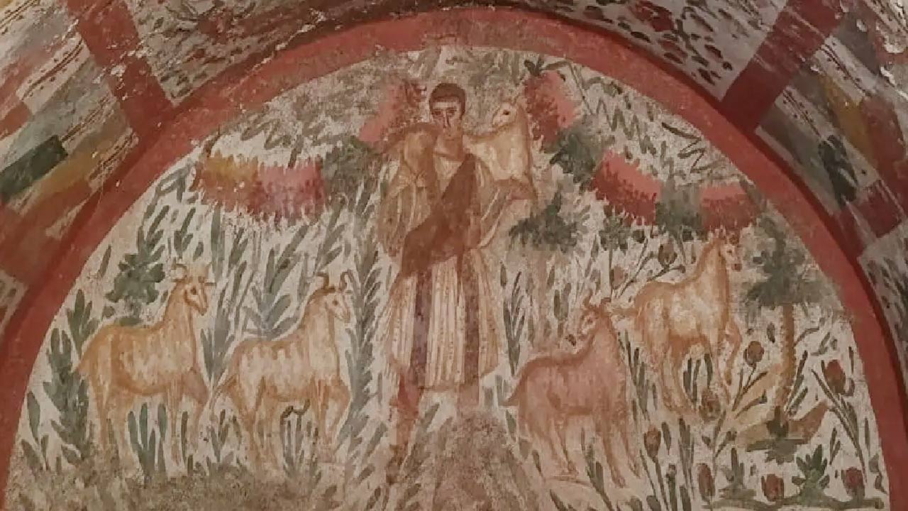 archaeologists discovered rare painting of clean shaven jesus