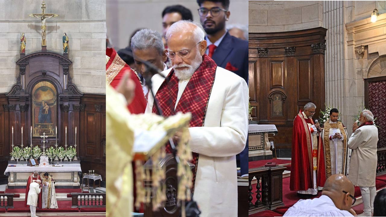 pm modi participated in the christmas celebrations delhi cathedral church