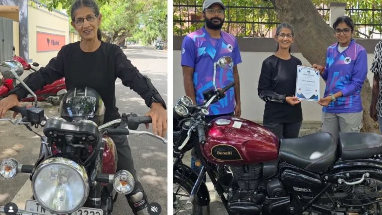 Old Woman Rides Bullet Bike:  60 ఏళ్ల వయస్సులో బుల్లెట్ బైక్ నేర్చుకున్న వృద్ధురాలు.. షాకవుతున్న యువత