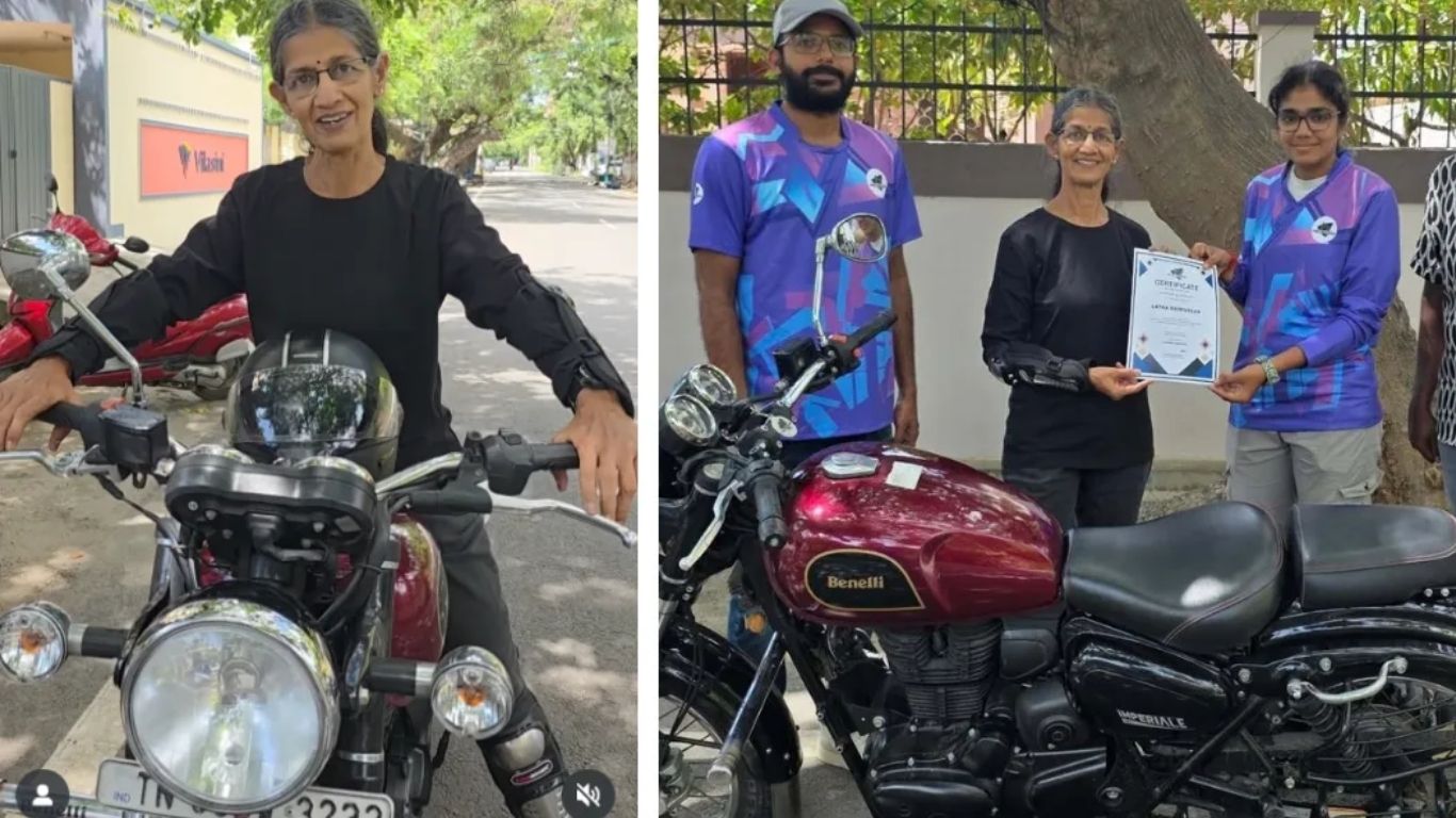 60 year old woman masters bullet bike in just two days inspiring story of latha srinivasan