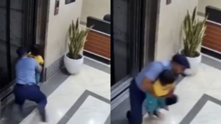 Security Guard Saves Child: వామ్మో.. లిఫ్ట్ మధ్య ఓపెన్ ప్లేస్ లోకి వెళ్లబోయిన చిన్నారి.. కాపాడిన సెక్యూరిటీ గార్డ్..