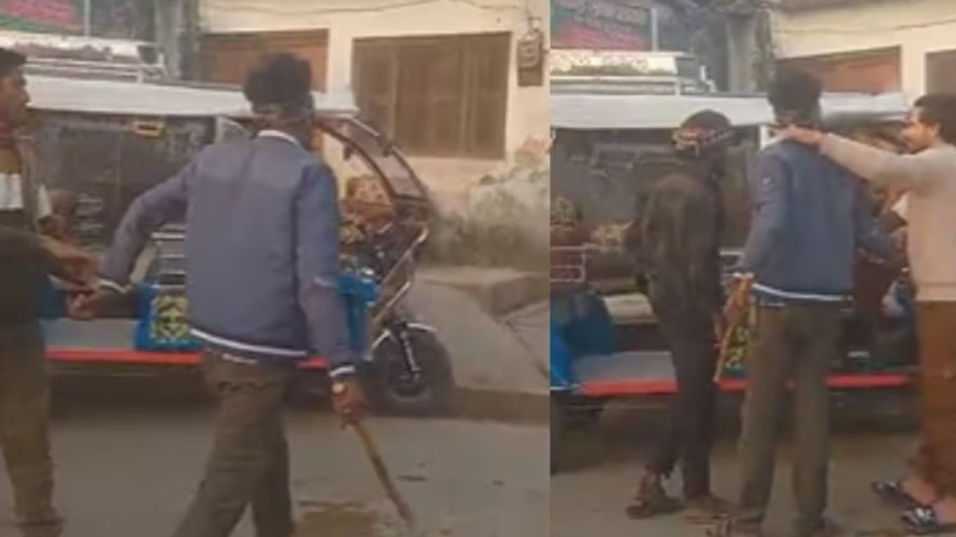 youth attacks auto driver with stick in meerut up viral video sparks outrage