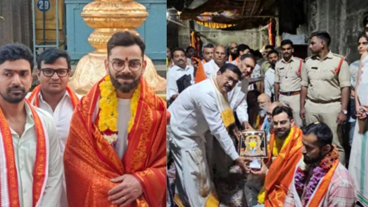 virat kohli visits simhachalam temple photos of king kohli go viral