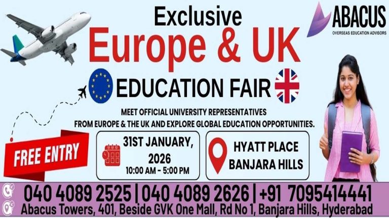 Abacus Overseas Education Fair: జనవరి 31న హయత్ ప్లేస్‌లో అబాకస్ ఓవర్సీస్ ఎడ్యుకేషన్ ఫెయిర్