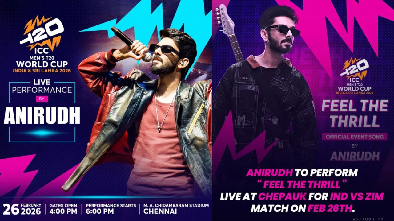 anirudh ravichander to perform icc event song feel the thrill live at ma chidambaram stadium chennai