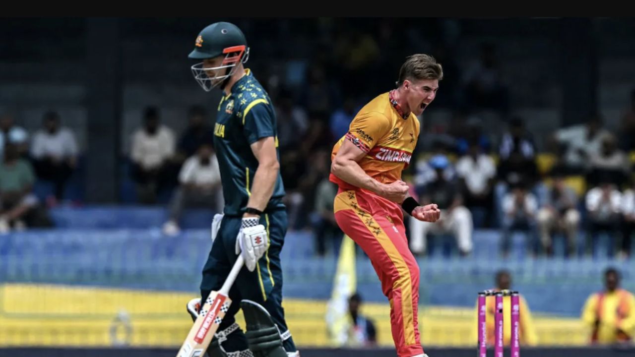 muzarabani 4 wickets and brian bennett 65 help zimbabwe stuns australia in t20 world cup 2026 thriller
