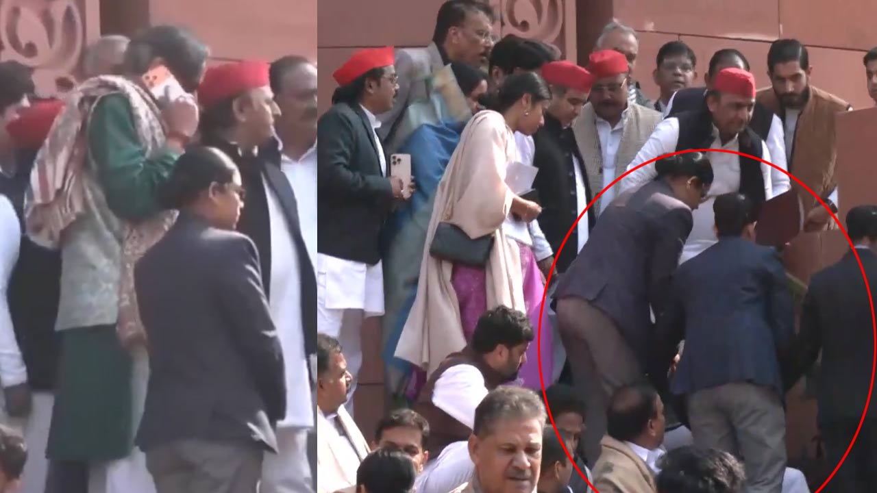 shashi tharoor fell on stairs of parliament complex video shared