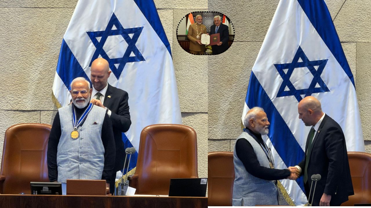 pm narendra modi receives speaker of the knesset medal rare honour from israel parliament